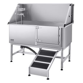 62-Inch Stainless Steel Dog Grooming Bath Tub with Ramp, Water Filter & Shower System 62-Inch Stainless Steel Dog Grooming Bath Tub with Ramp, Water Filter & Shower System