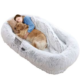 Human Size Dog Bed with Pillow & Blanket – Giant Plush Bean Bag Bed for People & Pets Human Size Dog Bed with Pillow & Blanket – Giant Plush Bean Bag Bed for People & Pets